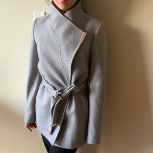 Ted Baker Grey Keyla Short Wrap Coat US 4